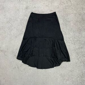 Michael Stars Womens Tiered Hi-low A-Line Sueded Midi Skirt Black Small NWOT